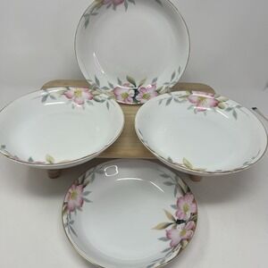 4 Vintage Noritake Azalea Hand Painted‎ China 19322 Soup Salad Bowls 7.5" Japan